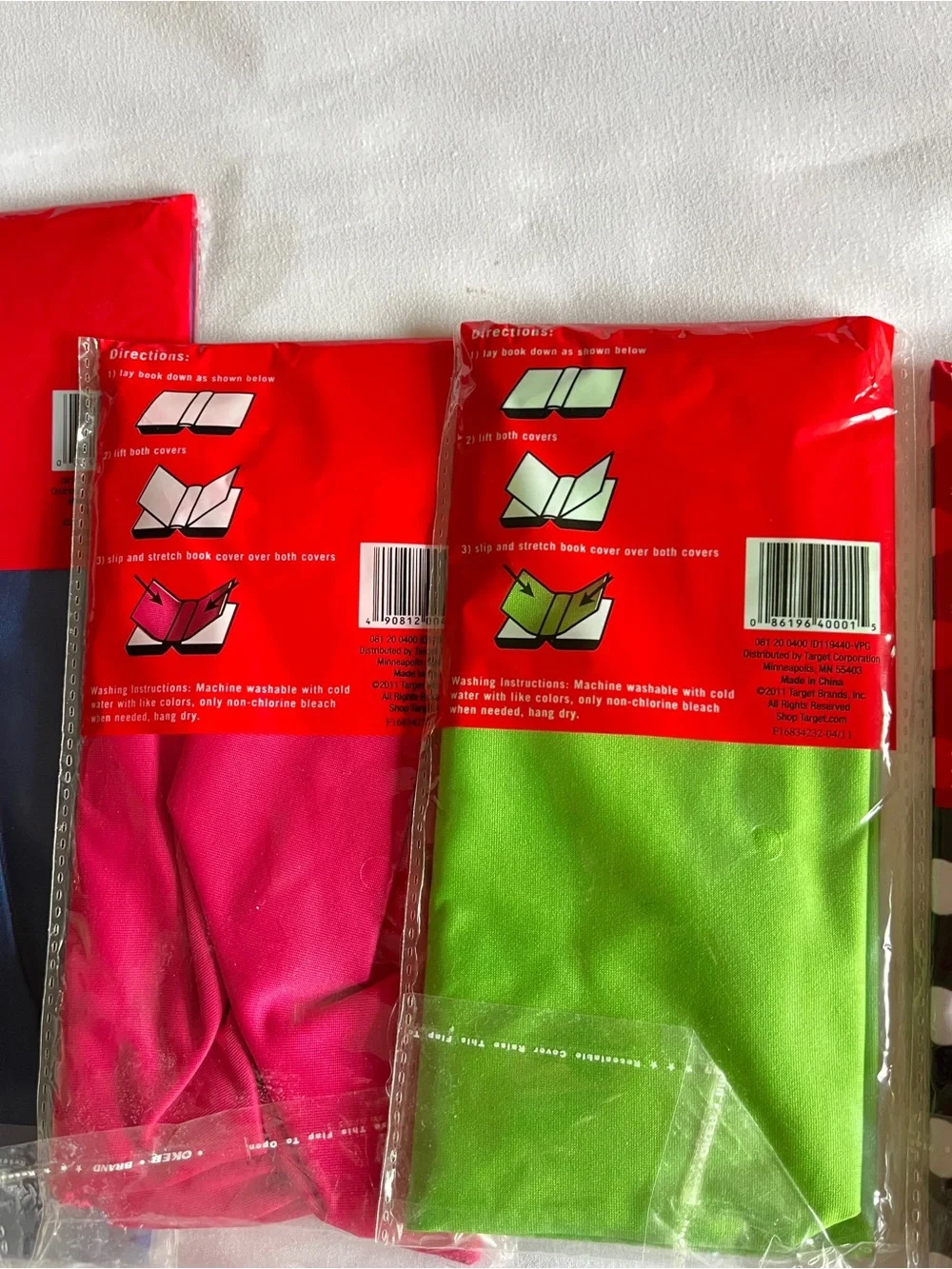 Target Stretchable Bookcover Lot (4) Jumbo & Standard Navy Pink Green Polka Dot